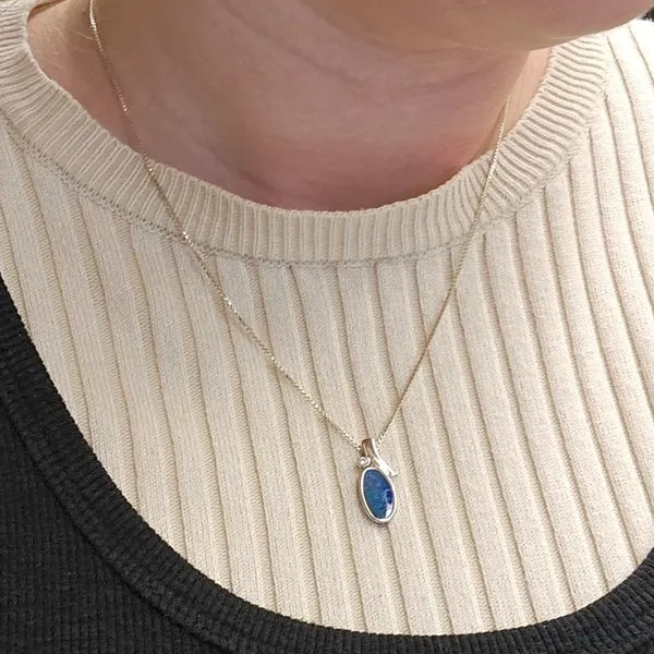 Sterling Opal CZ Pendant Image 2 Mark Jewellers La Crosse, WI