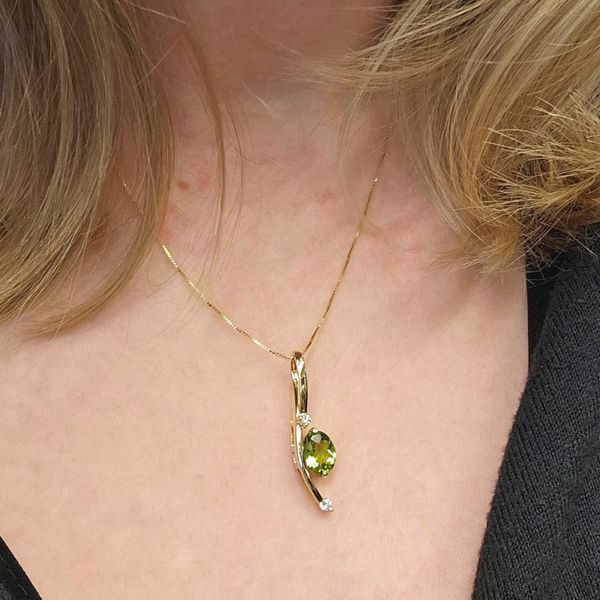 Yellow Gold Peridot Pendant Image 3 Mark Jewellers La Crosse, WI