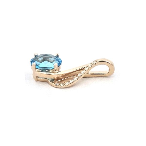 Yellow Gold Blue Topaz & Diamond Pendant Image 2 Mark Jewellers La Crosse, WI