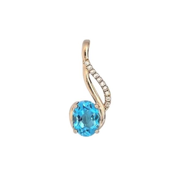 Yellow Gold Blue Topaz & Diamond Pendant Mark Jewellers La Crosse, WI