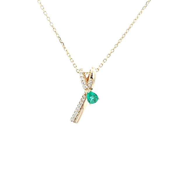 Yellow Gold Emerald & Diamond Pendant Mark Jewellers La Crosse, WI