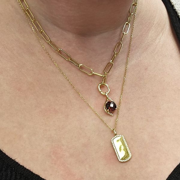 Yellow Gold Garnet & Diamond Pendant Image 3 Mark Jewellers La Crosse, WI