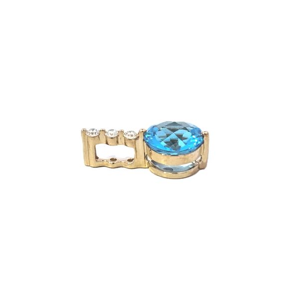 Yellow Gold Blue Topaz & Diamond Pendant Image 2 Mark Jewellers La Crosse, WI