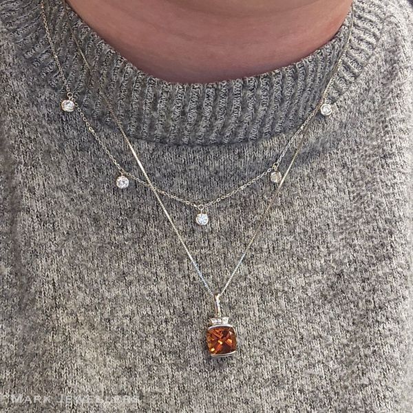 White Gold Citrine & Diamond Pendant Image 3 Mark Jewellers La Crosse, WI