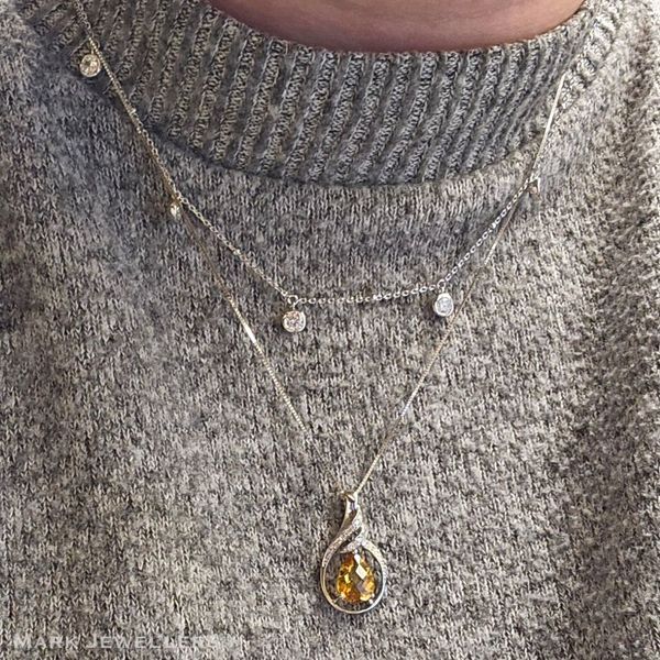 White Gold Citrine & Diamond Pendant Image 3 Mark Jewellers La Crosse, WI