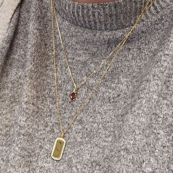 Yellow Gold Garnet & Diamond Pendant Image 3 Mark Jewellers La Crosse, WI