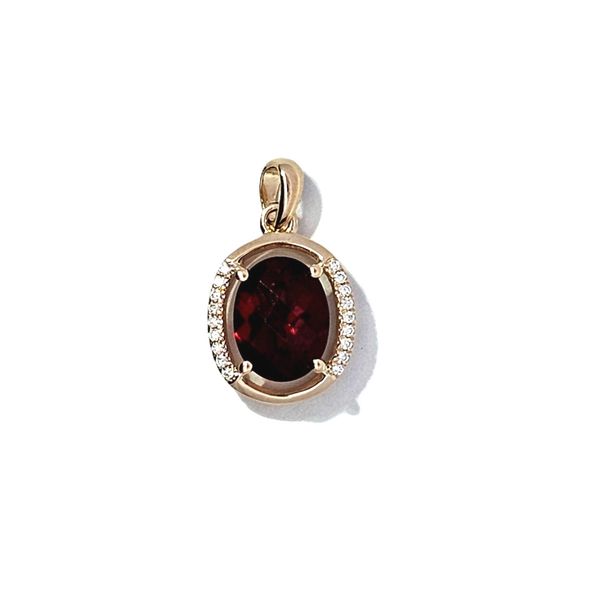 Yellow Gold Garnet & Diamond Pendant Mark Jewellers La Crosse, WI