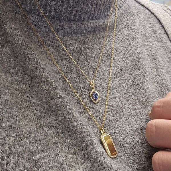 Yellow Gold Sapphire & Diamond Pendant Image 3 Mark Jewellers La Crosse, WI