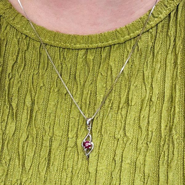 White Gold Ruby Pendant Image 3 Mark Jewellers La Crosse, WI