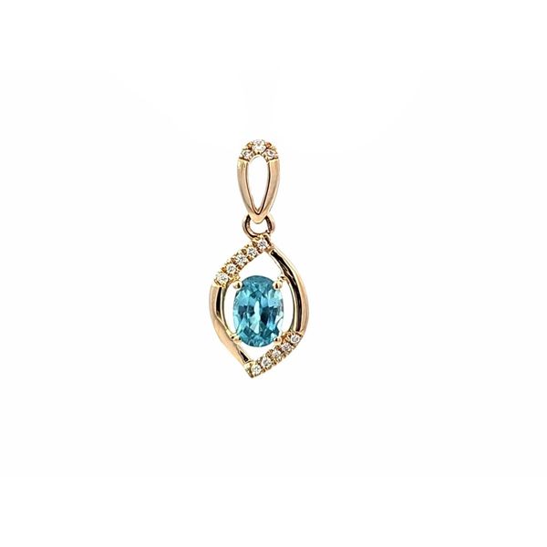 Yellow Gold Blue Zircon & Diamond Pendant Mark Jewellers La Crosse, WI