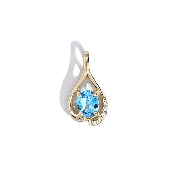 Yellow Gold Blue Topaz & Diamond Pendant Mark Jewellers La Crosse, WI