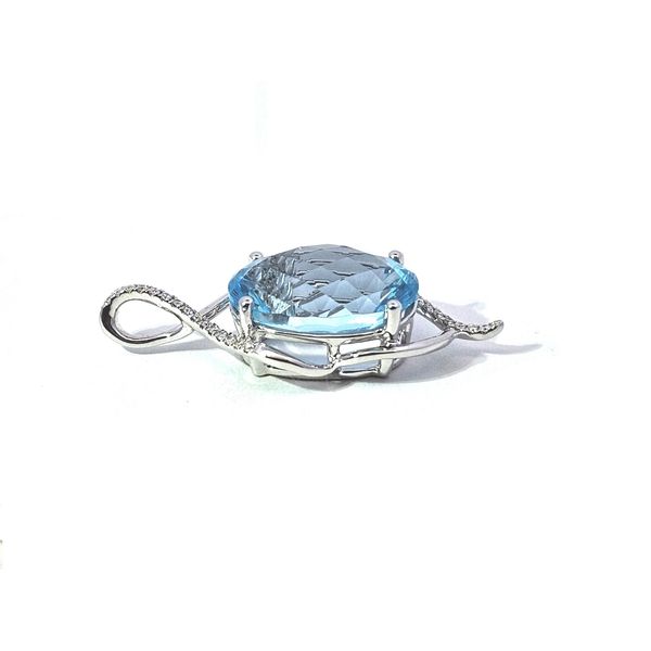 White Gold Blue Topaz & Diamond Pendant Image 2 Mark Jewellers La Crosse, WI