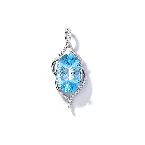 White Gold Blue Topaz & Diamond Pendant Mark Jewellers La Crosse, WI