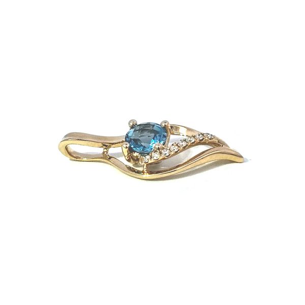 Yellow Gold Blue Topaz & Diamond Pendant Image 2 Mark Jewellers La Crosse, WI