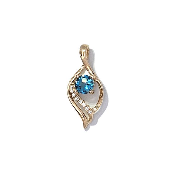 Yellow Gold Blue Topaz & Diamond Pendant Mark Jewellers La Crosse, WI
