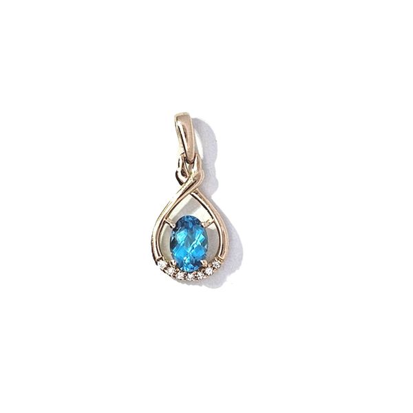 Yellow Gold Blue Topaz & Diamond Pendant Mark Jewellers La Crosse, WI