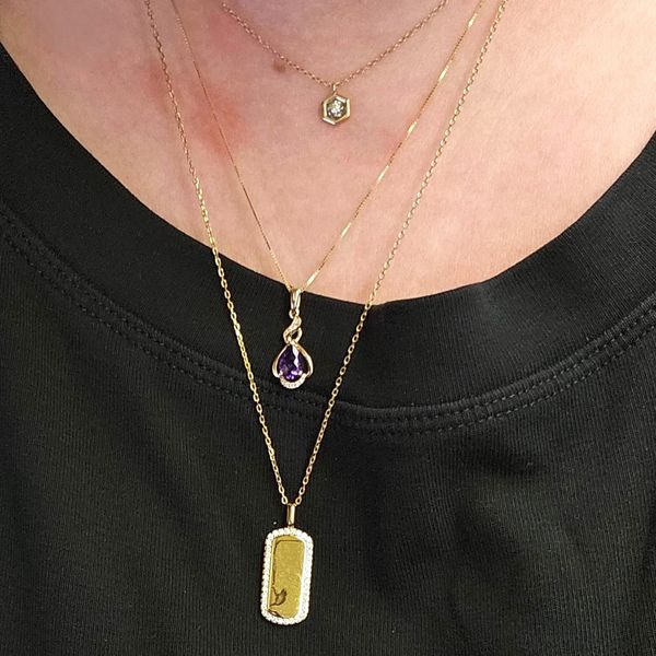 Yellow Gold Amethyst & Diamond Pendant Image 3 Mark Jewellers La Crosse, WI