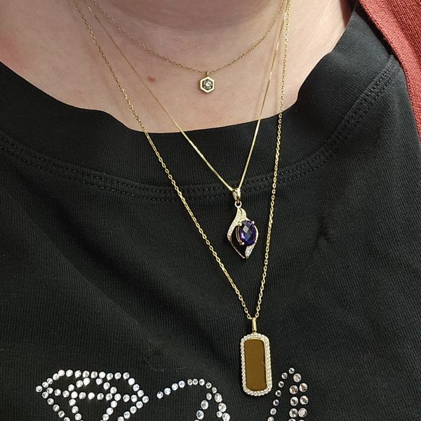 Yellow Gold Amethyst & Diamond Pendant Image 3 Mark Jewellers La Crosse, WI