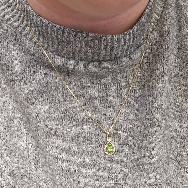 Yellow Gold Peridot & Diamond Pendant Image 3 Mark Jewellers La Crosse, WI