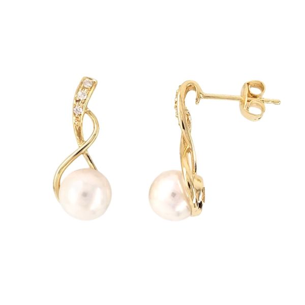 Yellow Gold Cultured Pearl Drop Earrings Mark Jewellers La Crosse, WI