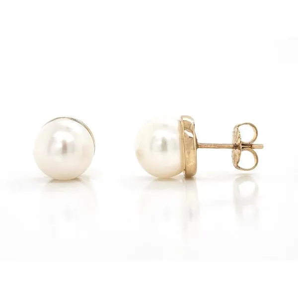 Yellow Gold Freshwater Pearl Stud Earrings Mark Jewellers La Crosse, WI