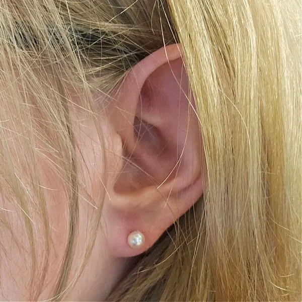 Yellow Gold Cultured Akoya Pearl Stud Earrings Image 2 Mark Jewellers La Crosse, WI