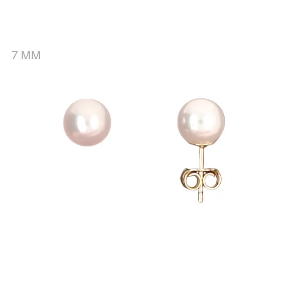 Yellow Gold Cultured Akoya Pearl Stud Earrings Mark Jewellers La Crosse, WI