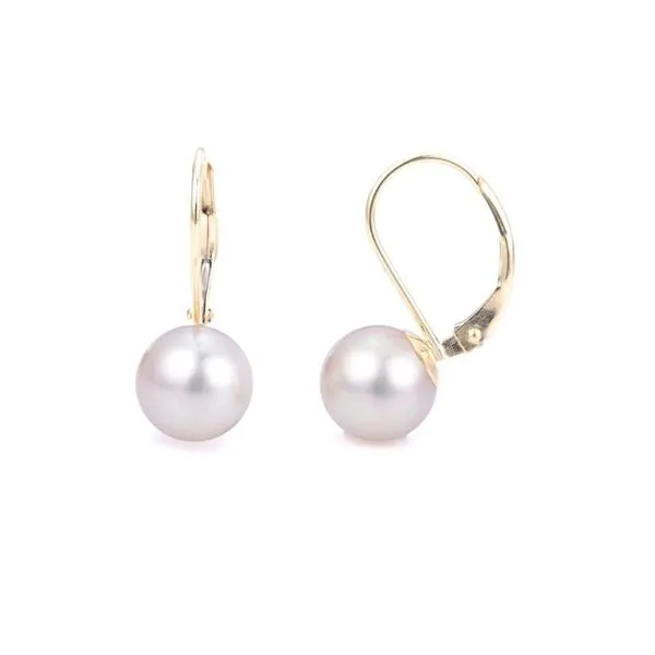 Yellow Gold Pearl Leverback Earrings Mark Jewellers La Crosse, WI