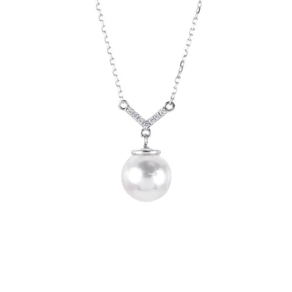 White Gold Pearl & Diamond Necklace Mark Jewellers La Crosse, WI