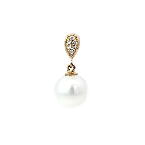 Yellow Gold Freshwater Pearl & Diamond Pendant Mark Jewellers La Crosse, WI