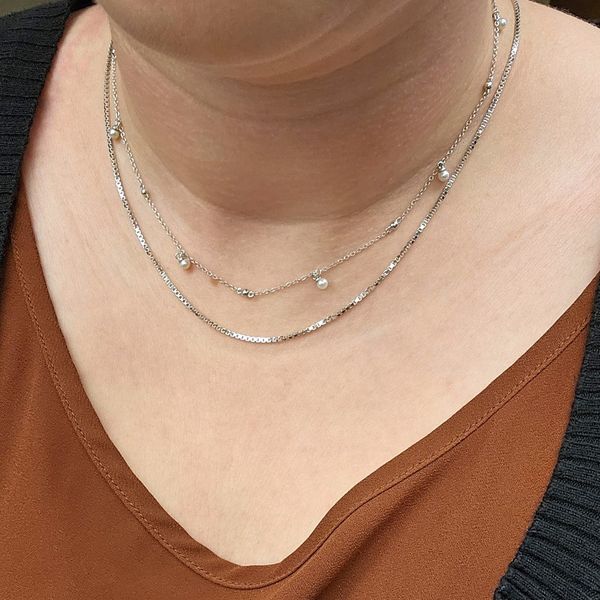 Sterling Pearl Drop Necklace Image 2 Mark Jewellers La Crosse, WI