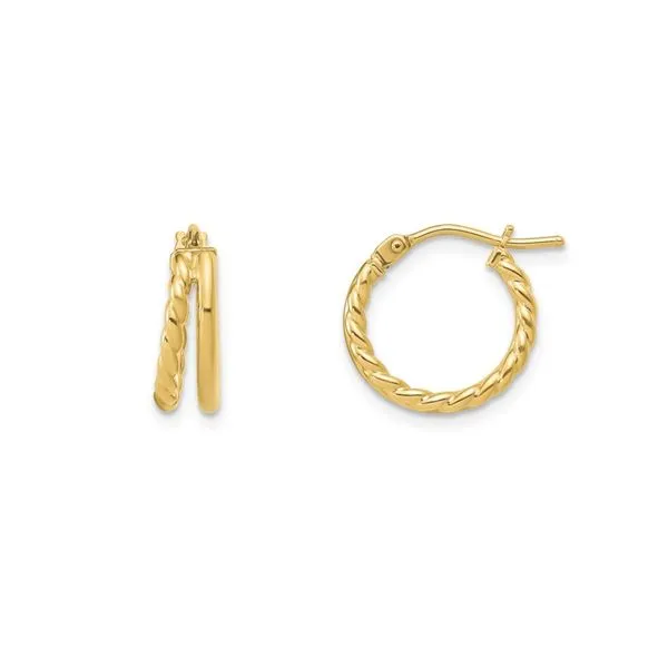 Yellow Gold 2-Row Hoop Earrings Mark Jewellers La Crosse, WI