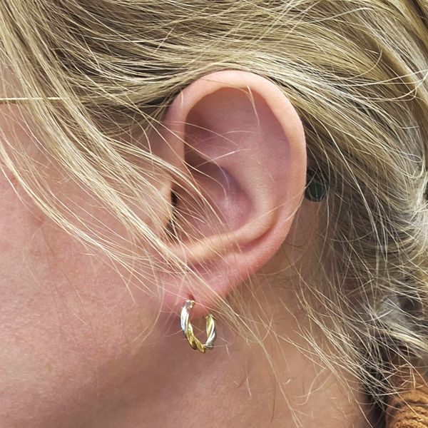 Two Tone Gold Hoop Earrings Image 2 Mark Jewellers La Crosse, WI