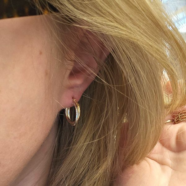 Two Tone Gold Hoop Earrings Image 3 Mark Jewellers La Crosse, WI