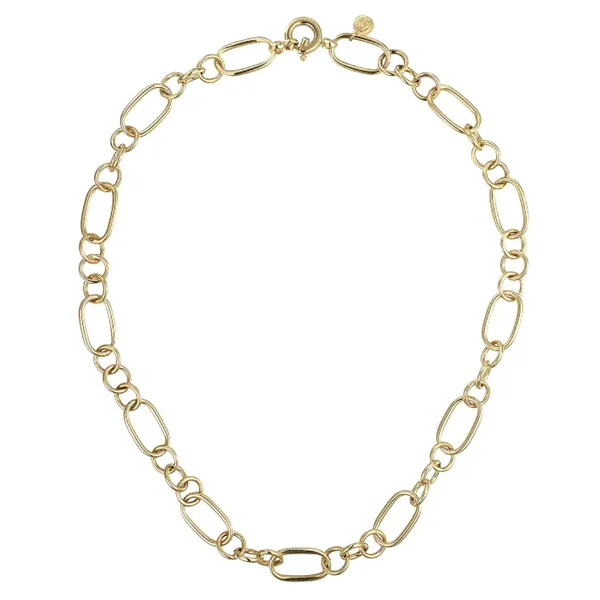 Yellow Gold Oval & Circle Link Necklace Image 2 Mark Jewellers La Crosse, WI