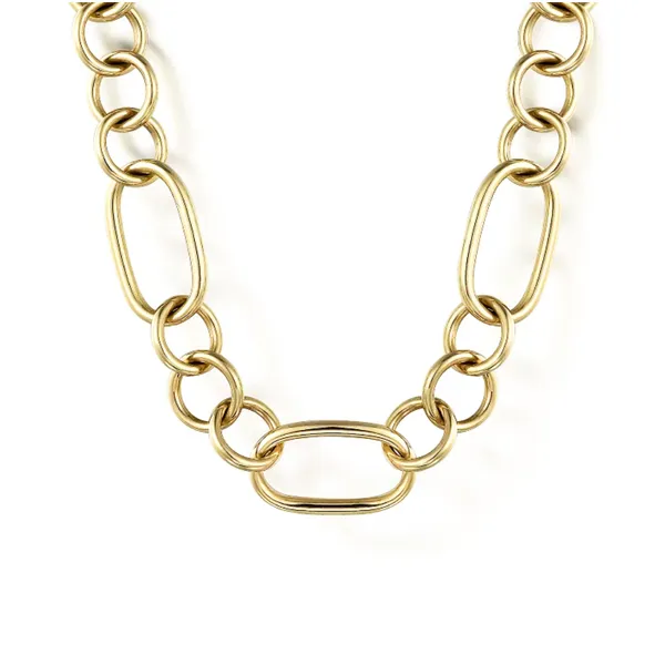 Yellow Gold Oval & Circle Link Necklace Mark Jewellers La Crosse, WI