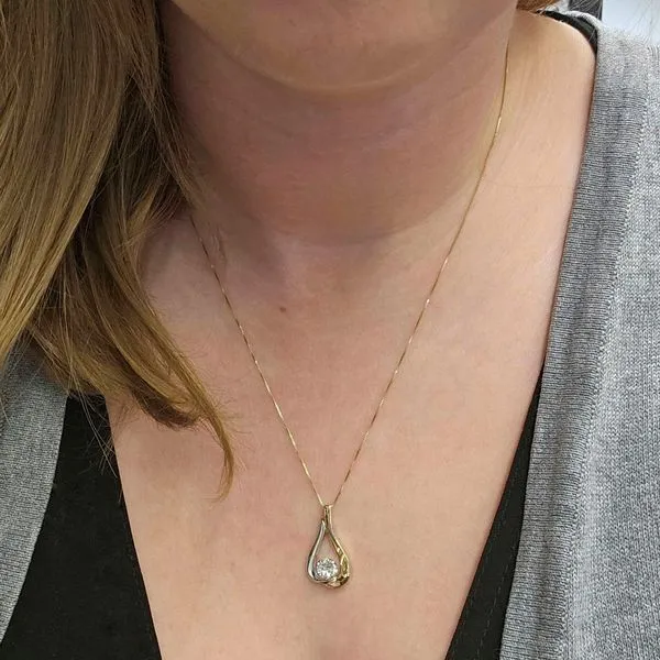 Two Tone Gold Diamond Teardrop Pendant Image 3 Mark Jewellers La Crosse, WI