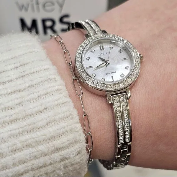 Ladies' Eco-Drive Silvertone Mother-of-Pearl Dial Watch Image 3 Mark Jewellers La Crosse, WI