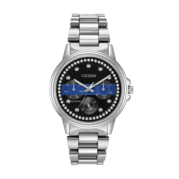 Ladies' Eco-Drive Thin Blue Line Watch Mark Jewellers La Crosse, WI