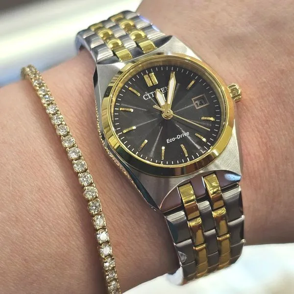 Ladies' Eco-Drive Two Tone Black Dial Watch Image 3 Mark Jewellers La Crosse, WI