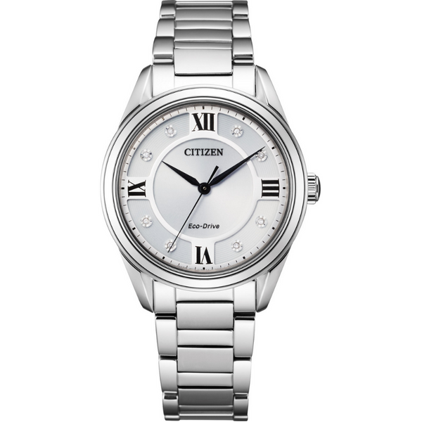 Ladies' Eco-Drive Silvertone Diamond Accent Watch Mark Jewellers La Crosse, WI