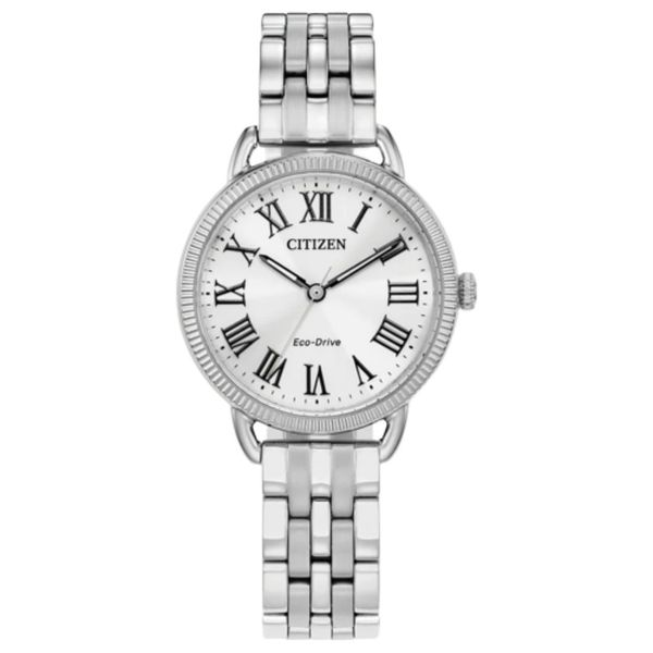 Ladies' Eco-Drive Silvertone Coin Bezel Watch Mark Jewellers La Crosse, WI