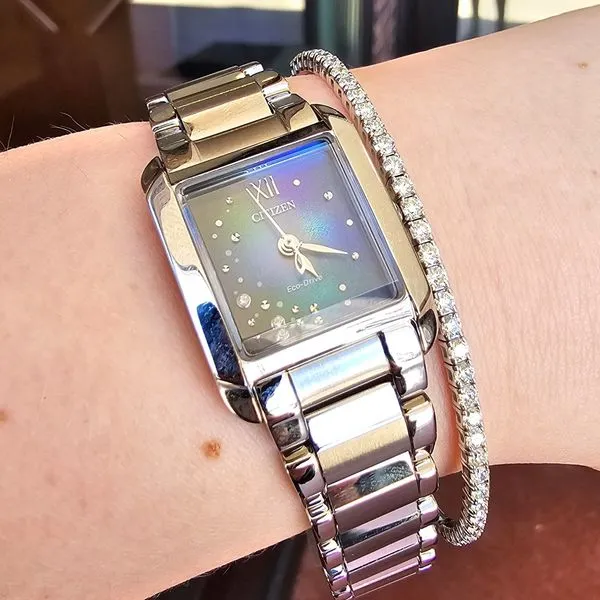 Ladies' Eco-Drive Silvertone Diamond Accent Dial Watch Image 3 Mark Jewellers La Crosse, WI