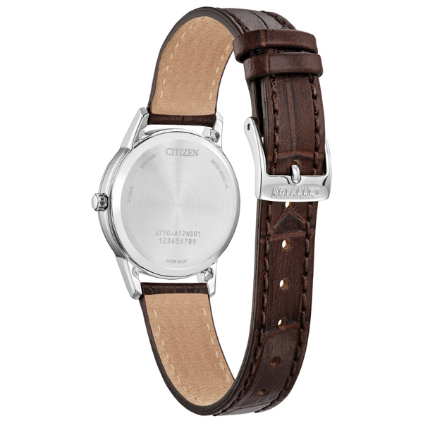Ladies' Eco-Drive Silvertone Leather Band Watch Image 2 Mark Jewellers La Crosse, WI