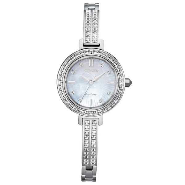 Ladies' Eco-Drive Silvertone Mother-of-Pearl Dial Watch Mark Jewellers La Crosse, WI
