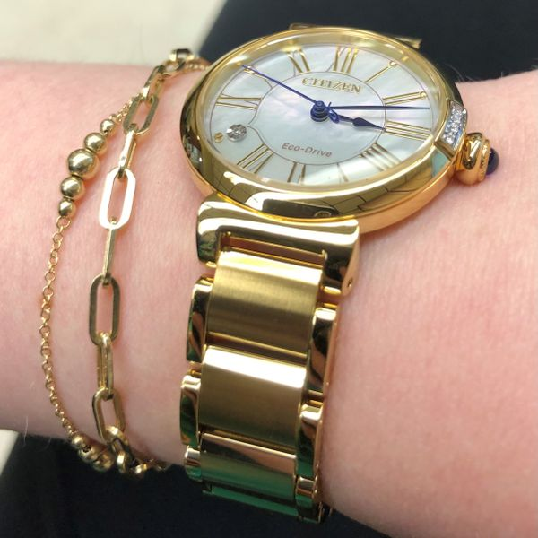 Ladies' Eco-Drive Goldtone Diamond Accent Watch Image 3 Mark Jewellers La Crosse, WI