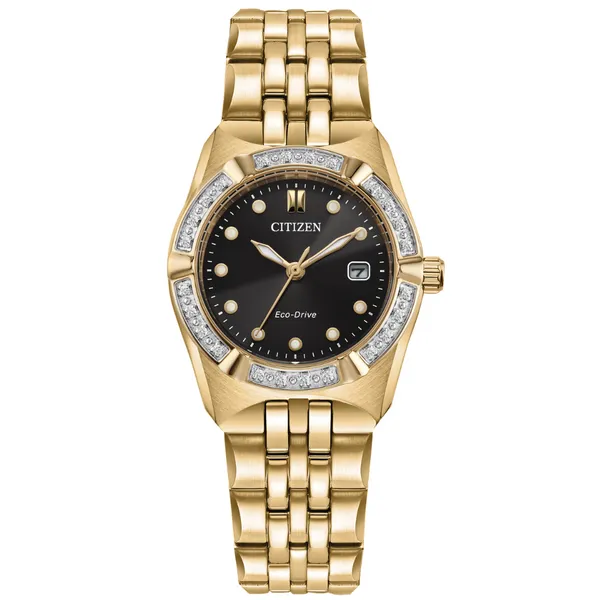Ladies' Eco-Drive Goldtone Diamond Accent Watch Mark Jewellers La Crosse, WI