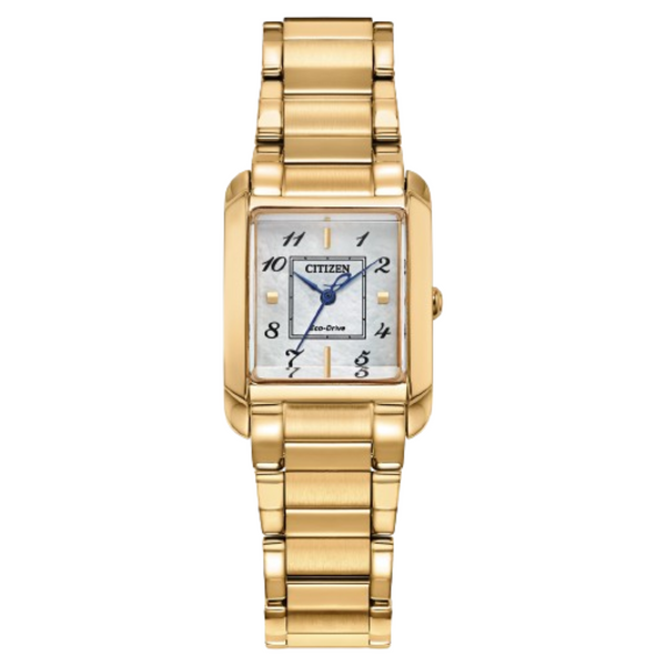 Ladies' Eco-Drive Goldtone Mother-Of-Pearl Dial Watch Mark Jewellers La Crosse, WI