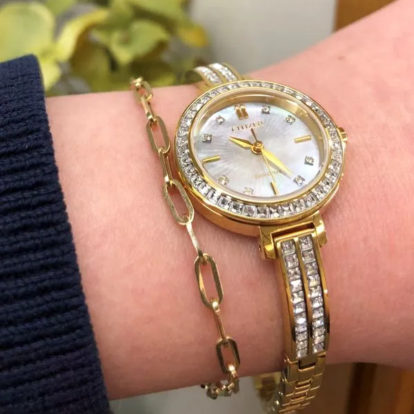 Ladies' Eco-Drive Goldtone Mother-of-Pearl Dial Watch Image 3 Mark Jewellers La Crosse, WI