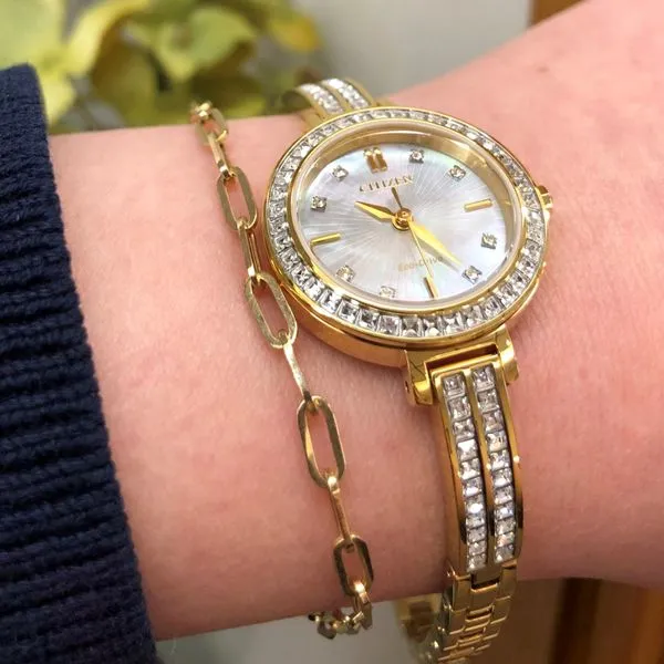 Ladies' Eco-Drive Goldtone Mother-of-Pearl Dial Watch Image 3 Mark Jewellers La Crosse, WI